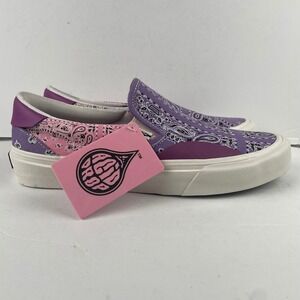 Straye Logan Slip On Skate Shoes Purple Paisley Bandana Canvas - Mens Size 10